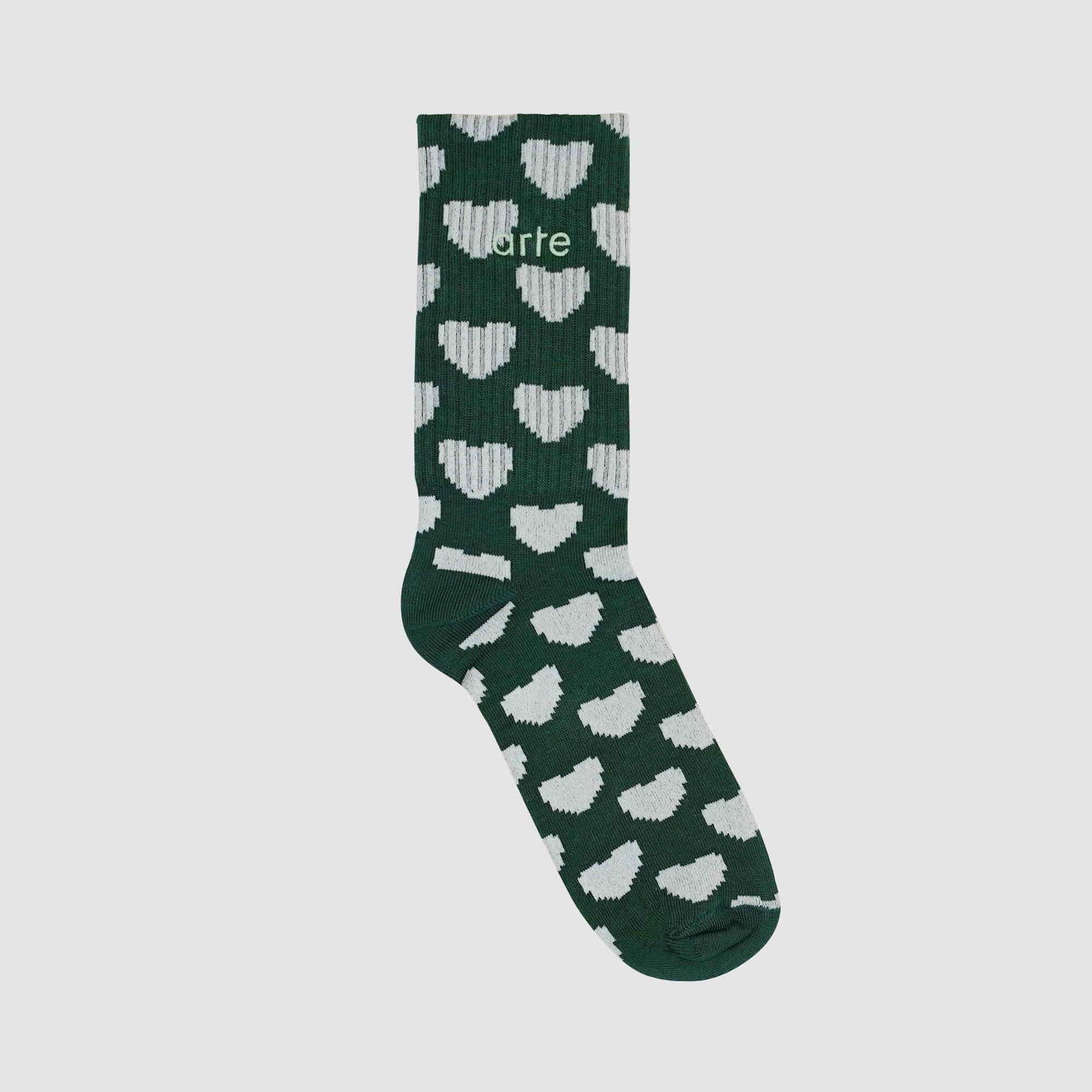 ARTE || Allover Socks Logo || Green/Cream