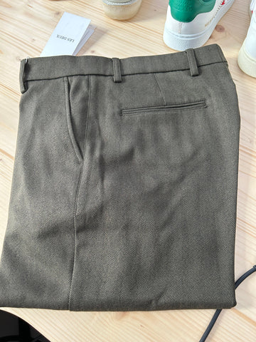 Les Deux || Como Reg Herringbone Suit Pants - Olive/ Dark Brown Les Deux