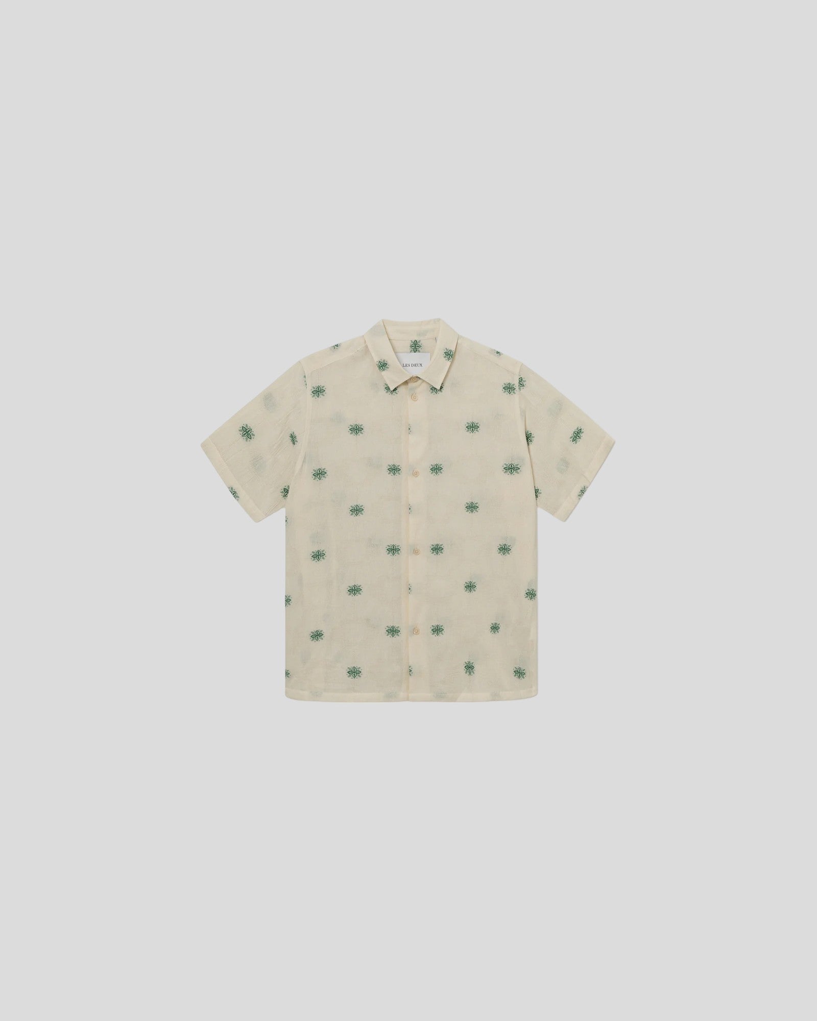 Les Deux || Ira SS Shirt - Ivory/ Vintage green Les Deux