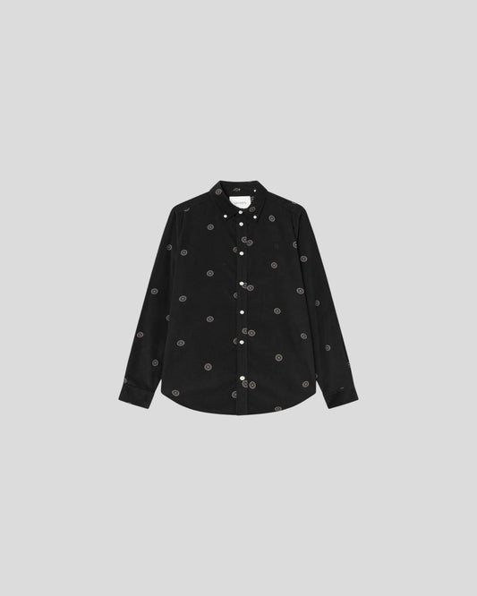 Les Deux || Kristian AOP Corduroy Shirt - Black Les Deux