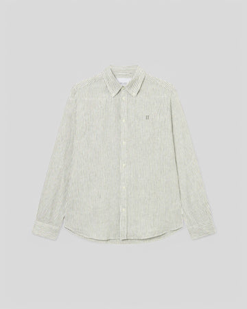 Les Deux || Kristian Linen B.D Shirt - Light Ivory/ Lichen Green