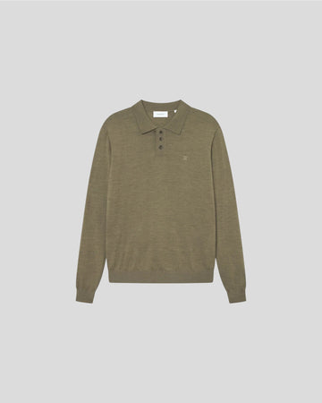 Les Deux || Greyson Merino Polo Knit - Military Olive Les Deux