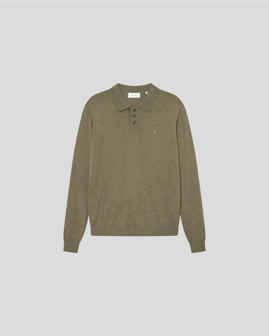 Les Deux || Greyson Merino Polo Knit - Military Olive Les Deux