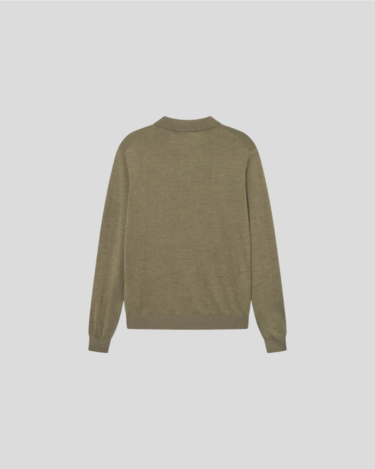 Les Deux || Greyson Merino Polo Knit - Military Olive Les Deux
