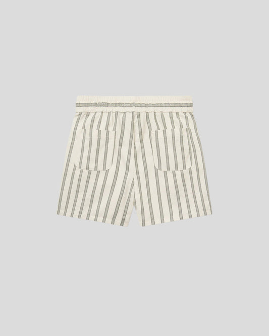 Les Deux || Lawson Stripe Shorts - Ivory/ Chive Green