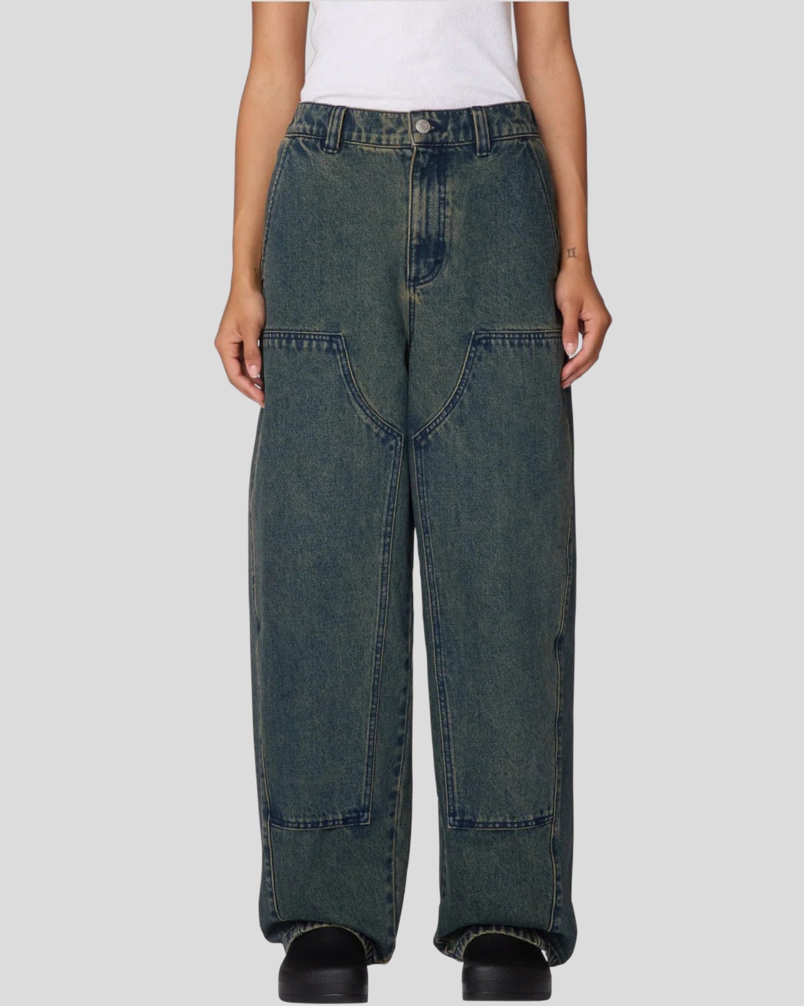 Obey || Leah III Baggy DBL Knee Denim - Yellow Tint Wash Obey