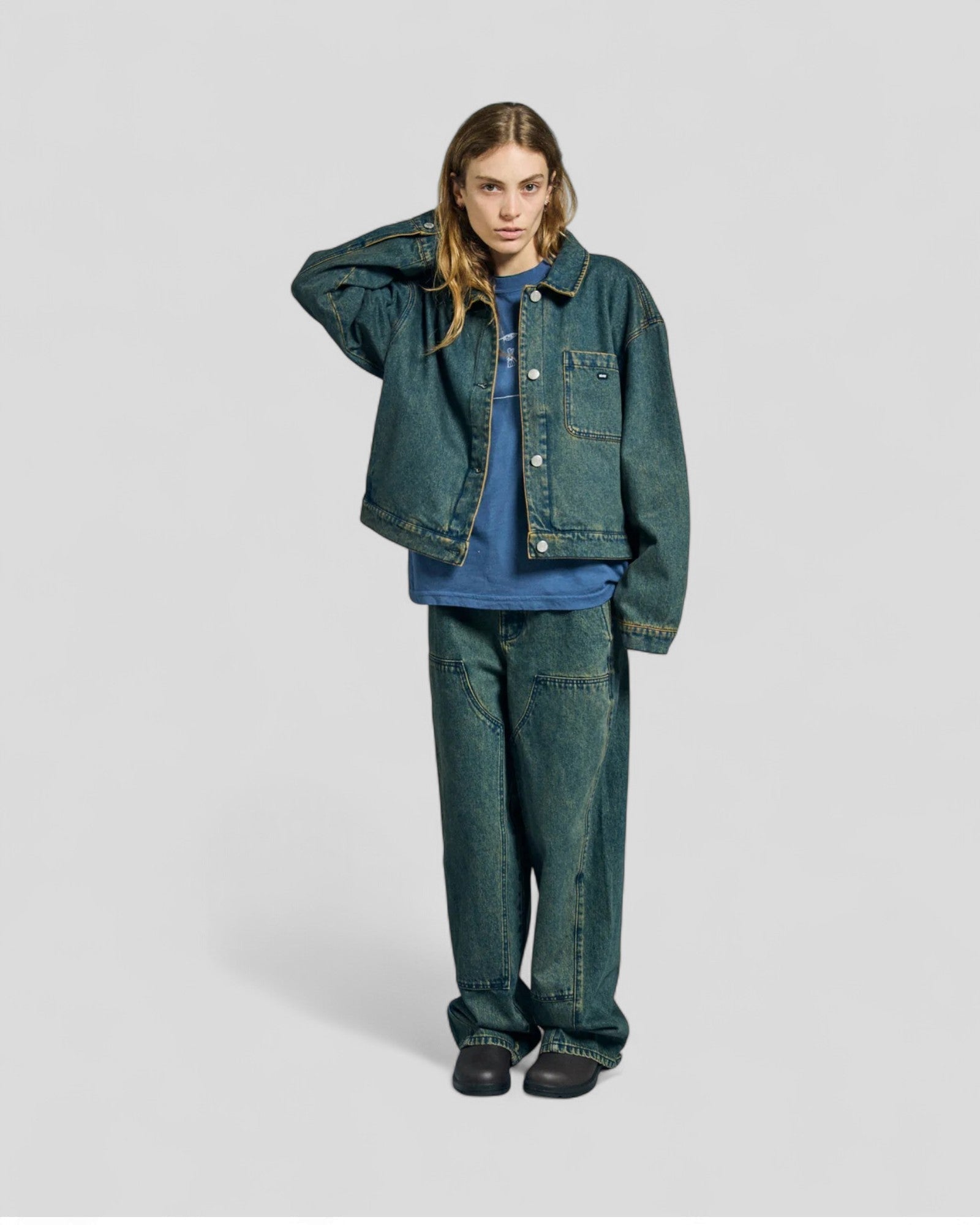 Obey || Leah III Baggy DBL Knee Denim - Yellow Tint Wash Obey