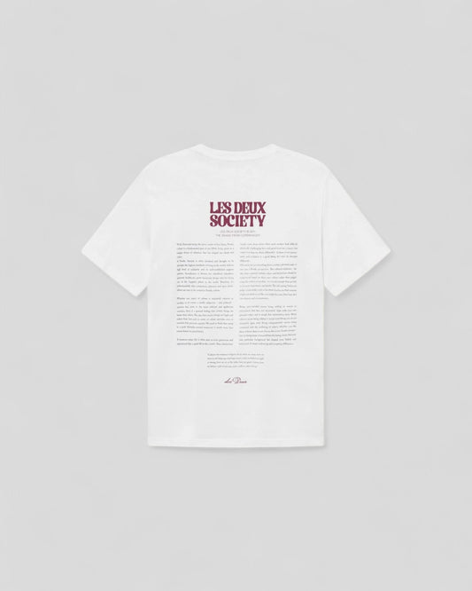 Les Deux || Society T-Shirt - White/ Beet red Les Deux