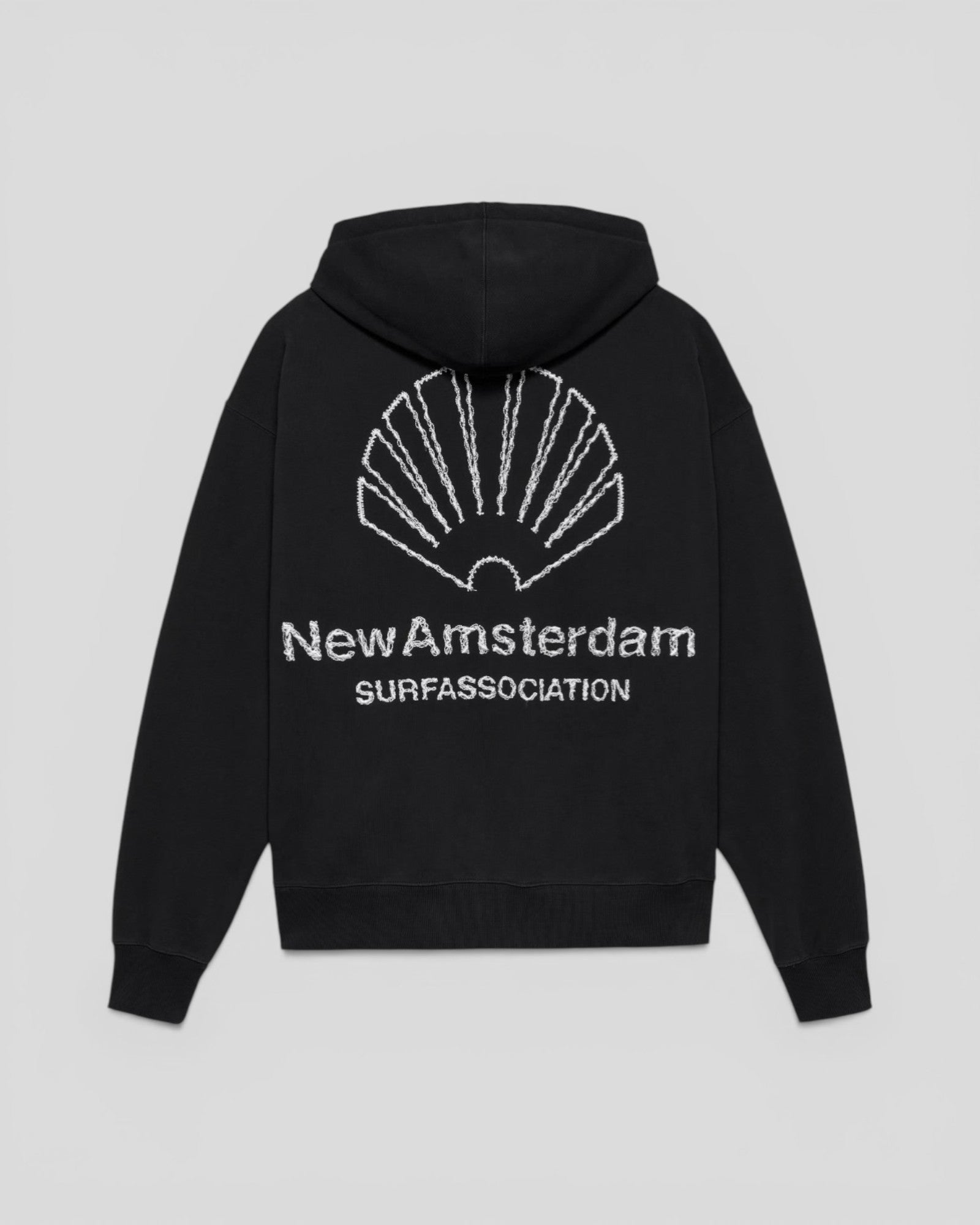 New Amsterdam || Logo Hoodie - Black/ White - M’ New Amsterdam Surf Association