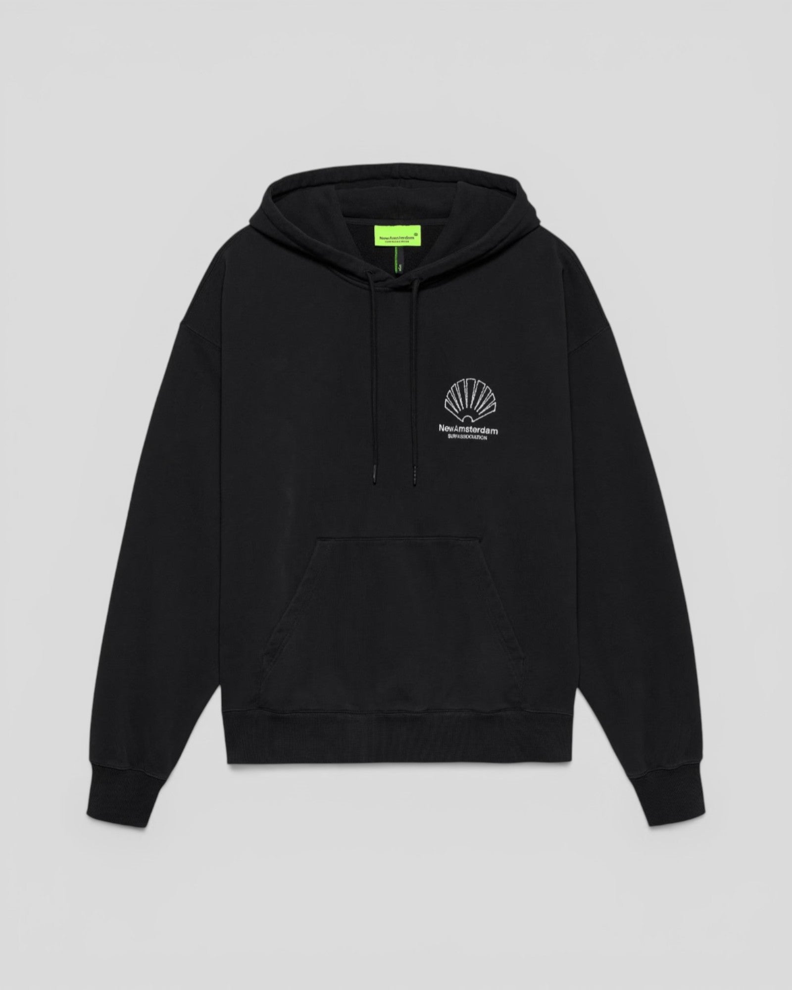 New Amsterdam || Logo Hoodie - Black/ White - M’ New Amsterdam Surf Association