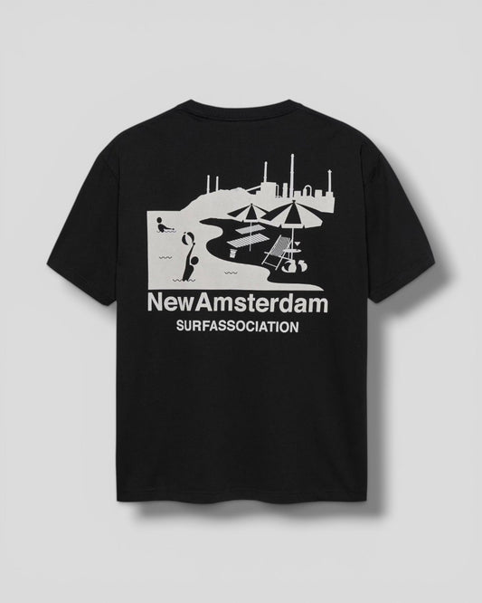 New Amsterdam || Beach Sign Tee - Black -M' New Amsterdam Surf Association