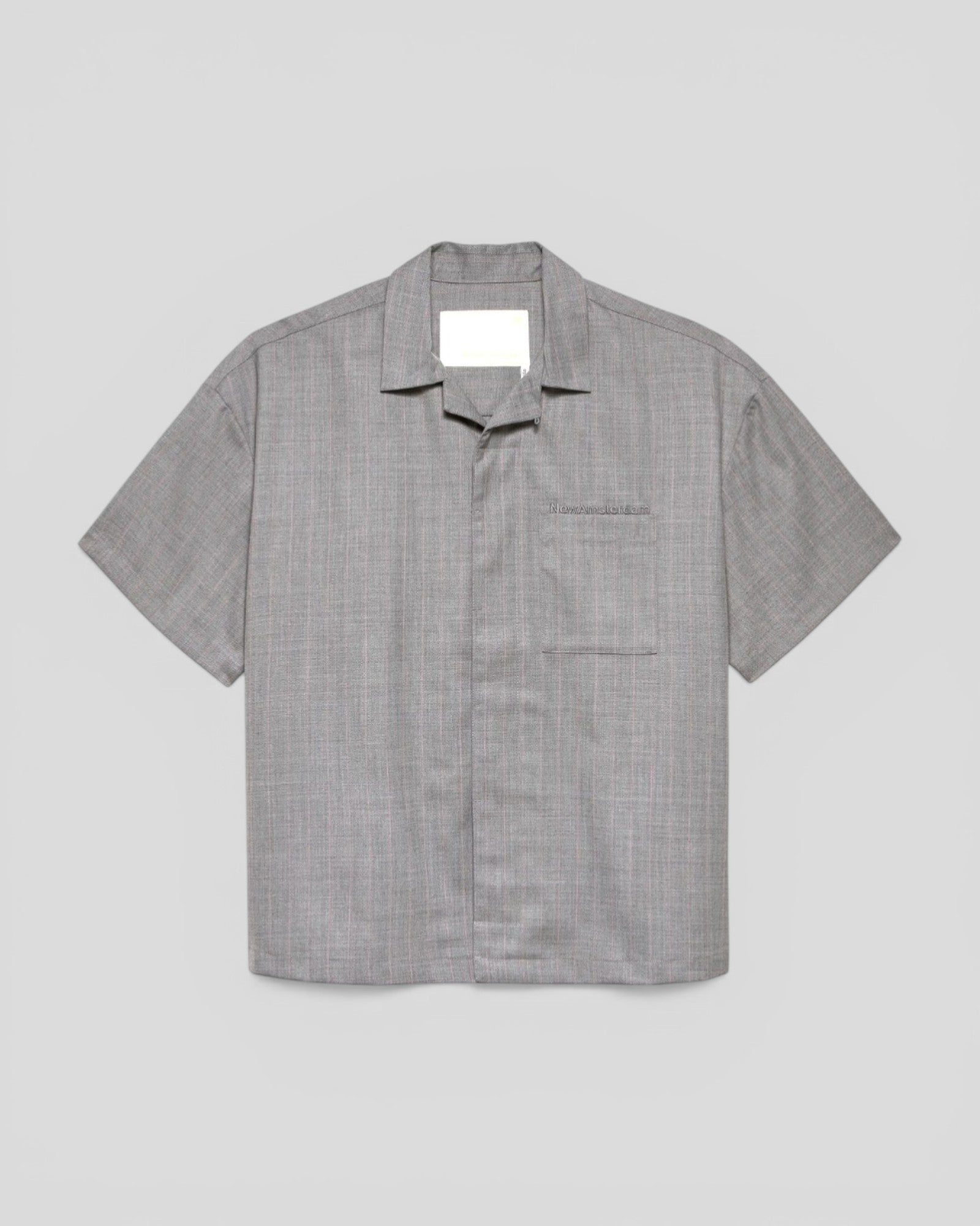 New Amsterdam || Wijk Shirt Wool - Grey/Pink Pinstripes - M’ New Amsterdam Surf Association