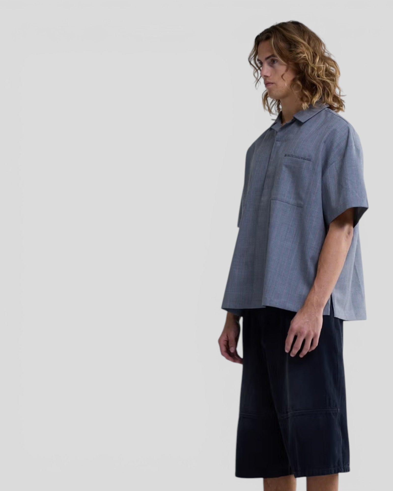 New Amsterdam || Wijk Shirt Wool - Grey/Pink Pinstripes - M’ New Amsterdam Surf Association