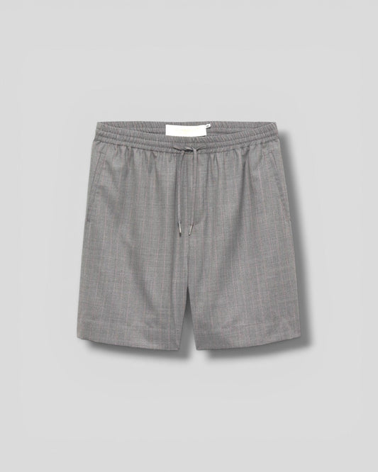 New Amsterdam || Wool Work Shorts - Grey/Pink Pinstripes - M’ New Amsterdam Surf Association