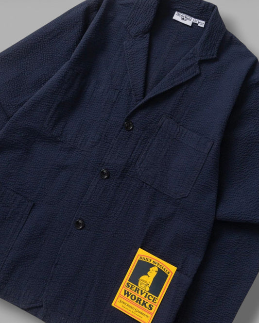 Service Works || Seersucker Server Jacket - Dark Navy Service Works