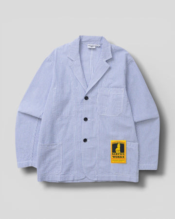 Service Works || Seersucker Server Jacket - Navy Stripe Service Works