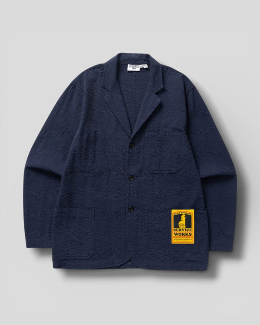 Service Works || Seersucker Server Jacket - Dark Navy Service Works
