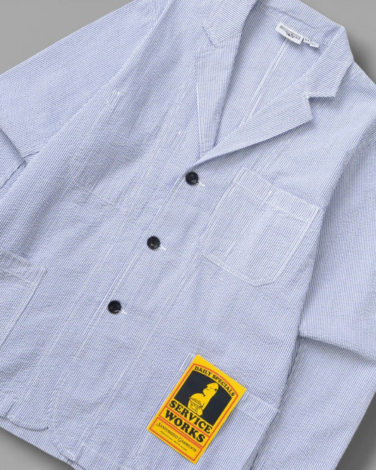 Service Works || Seersucker Server Jacket - Navy Stripe Service Works