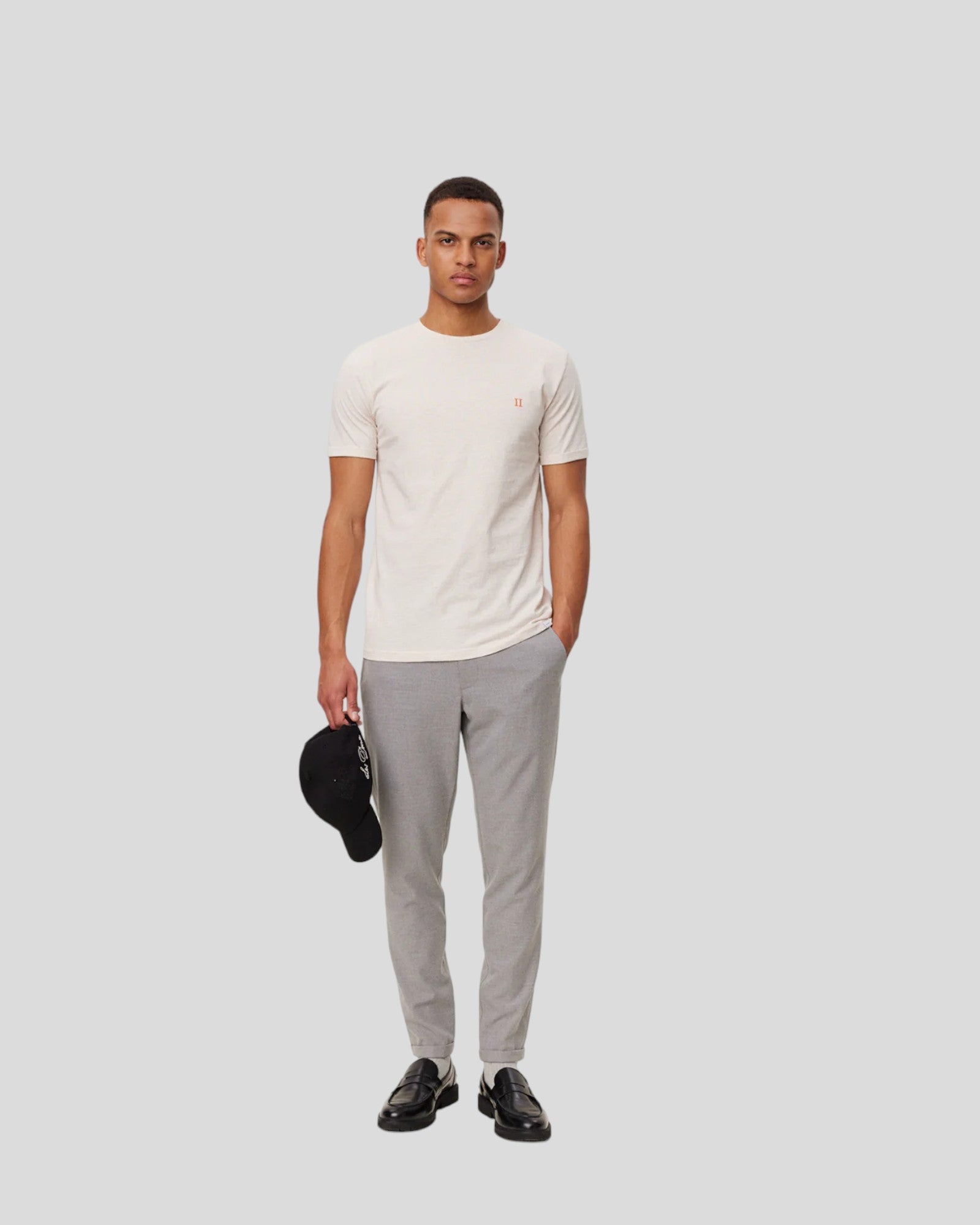 Les Deux || Norregaard T-Shirt - Ivory Melange/ Orange Les Deux