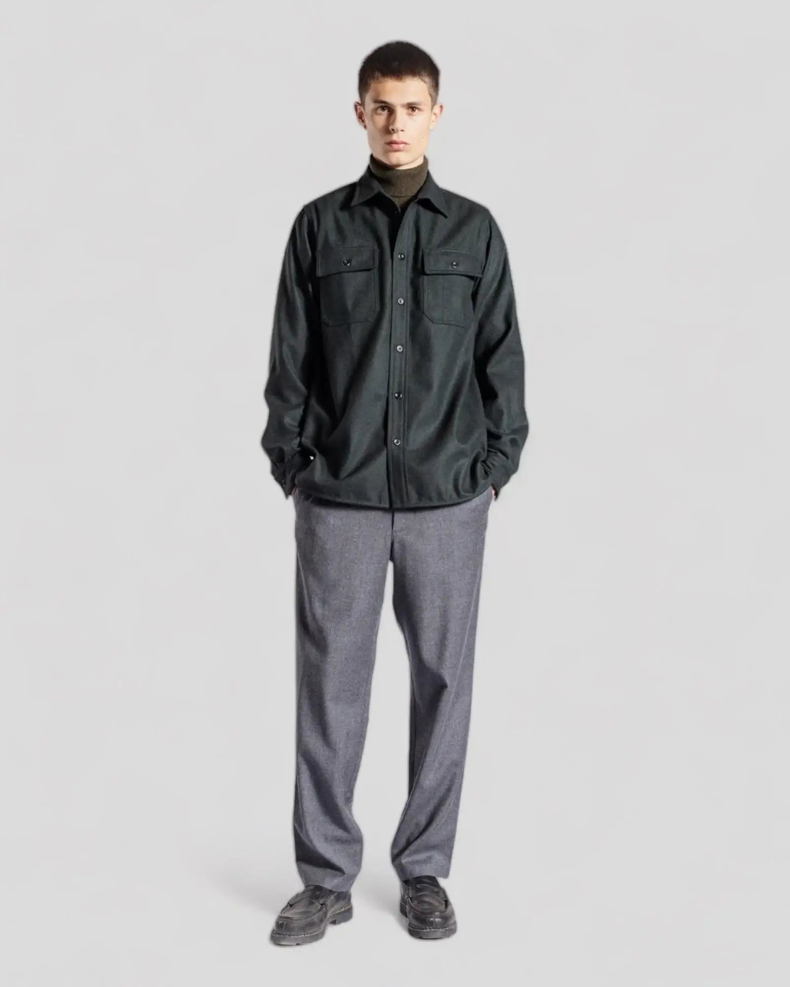 Norse Projects || Silas Wool Overshirt - Varsity Green Norse Projects