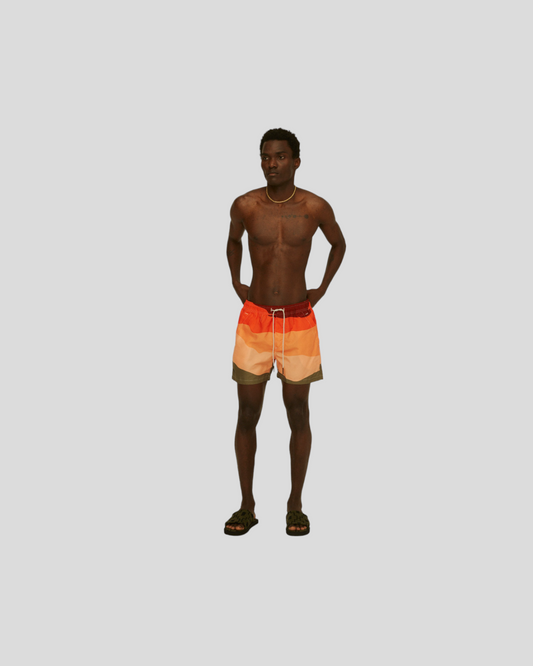 OAS || Fire Wave Swim Shorts - Orange/ Kaki OAS Compagny