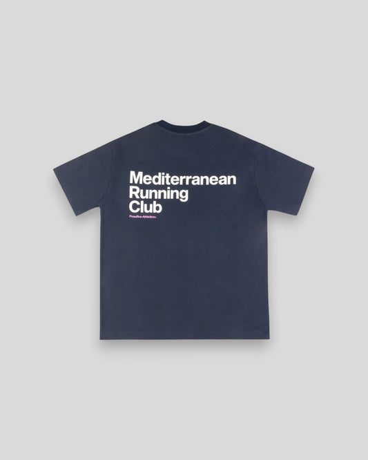 Peaufine || mediterranean Running Club Oversize Organic Cotton T-Shirt - Navy - M’ Peaufine