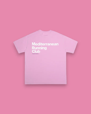 Peaufine || mediterranean Running Club Oversize Organic Cotton T-Shirt - Pink - M’ Peaufine