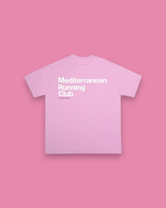 Peaufine || mediterranean Running Club Oversize Organic Cotton T-Shirt - Pink - M’ Peaufine