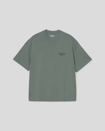 Carhartt || S/S Signature Script T-Shirt - Silver Pine / Jupiter - M' Carhartt