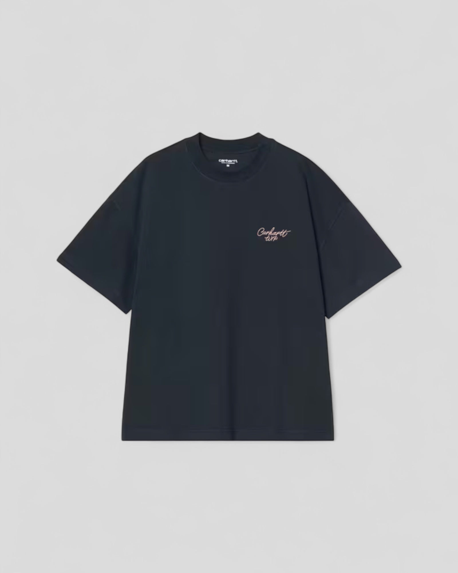 Carhartt || S/S Signature Script T-Shirt - Deep Night / Glassy Pink - M' Carhartt