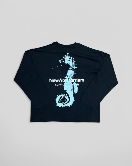 New Amsterdam || Seahorse Longsleeve - Black - M’ New Amsterdam Surf Association
