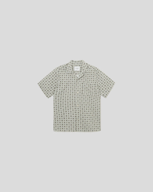Les Deux || Tapestry SS Shirt - Ivory/ Light Jade Green Les Deux