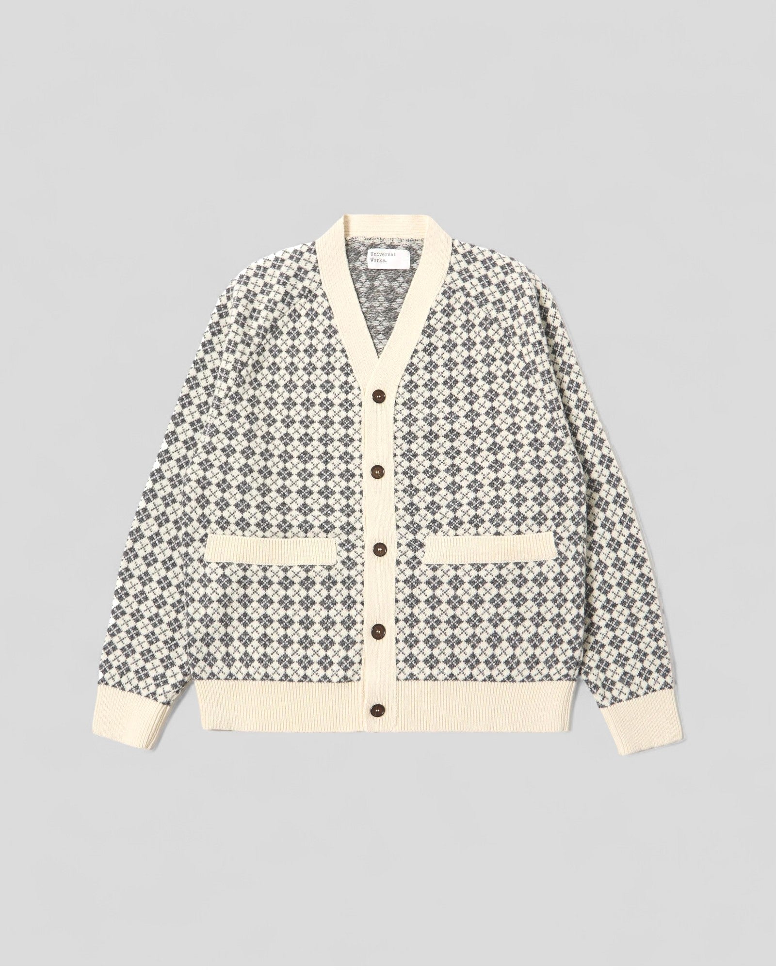 Universal Works || Allan Cardigan - Ecru/ Grey Universal Works