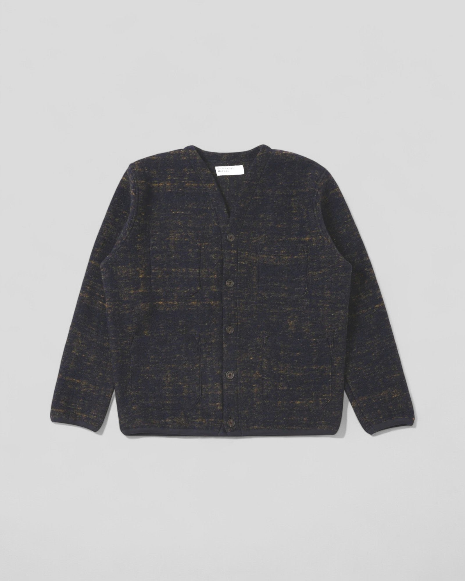 Universal Works || Cardigan Marble Fleece - Navy Universal Works