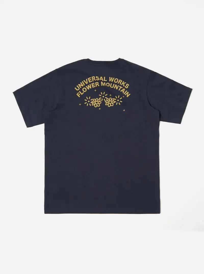 Universal Works || Flower Mountain Print - T-Shirt - Navy Universal Works