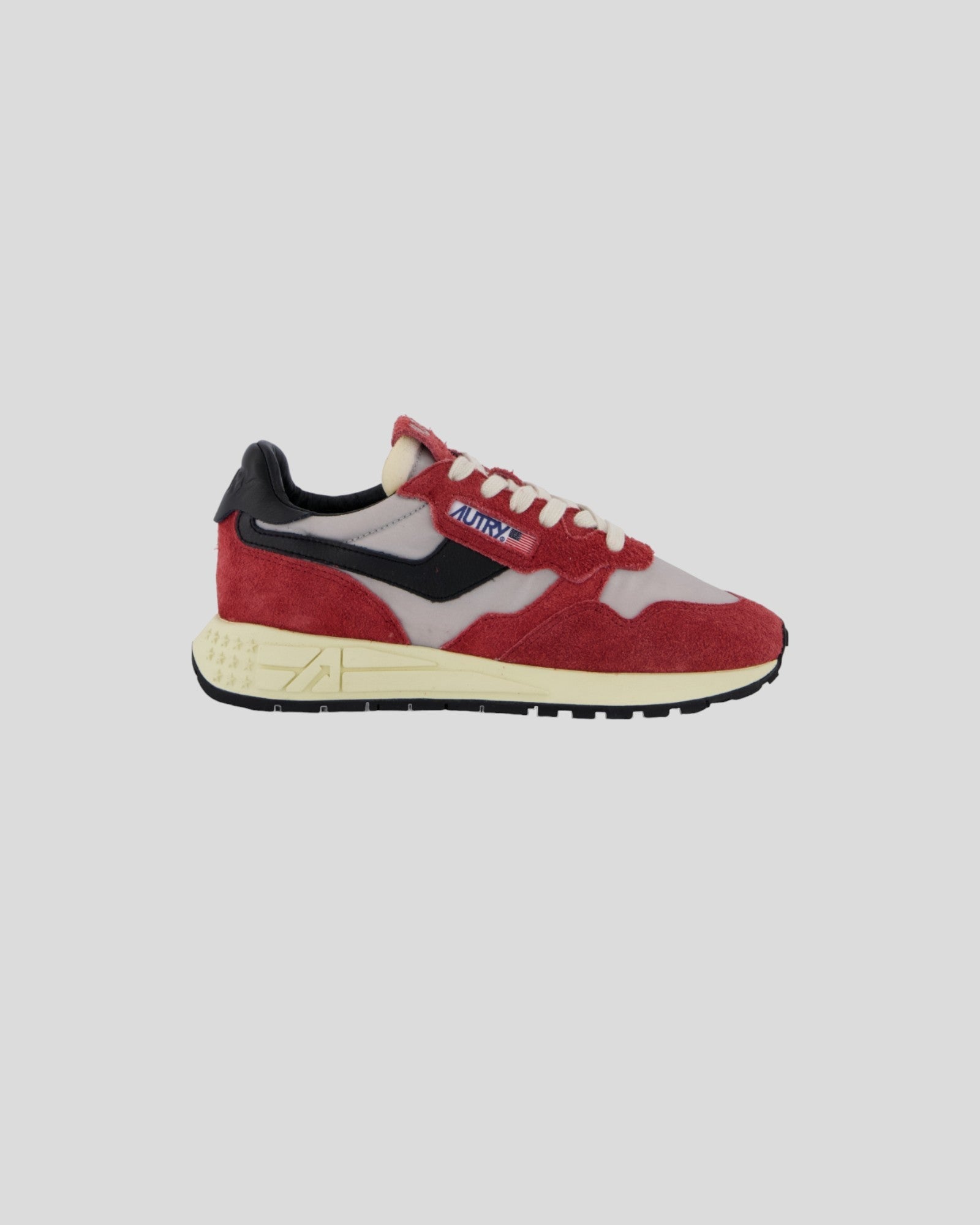 Autry || Reelwind Low HN07 - Daim/ Nylon Rouge et Noir Autry