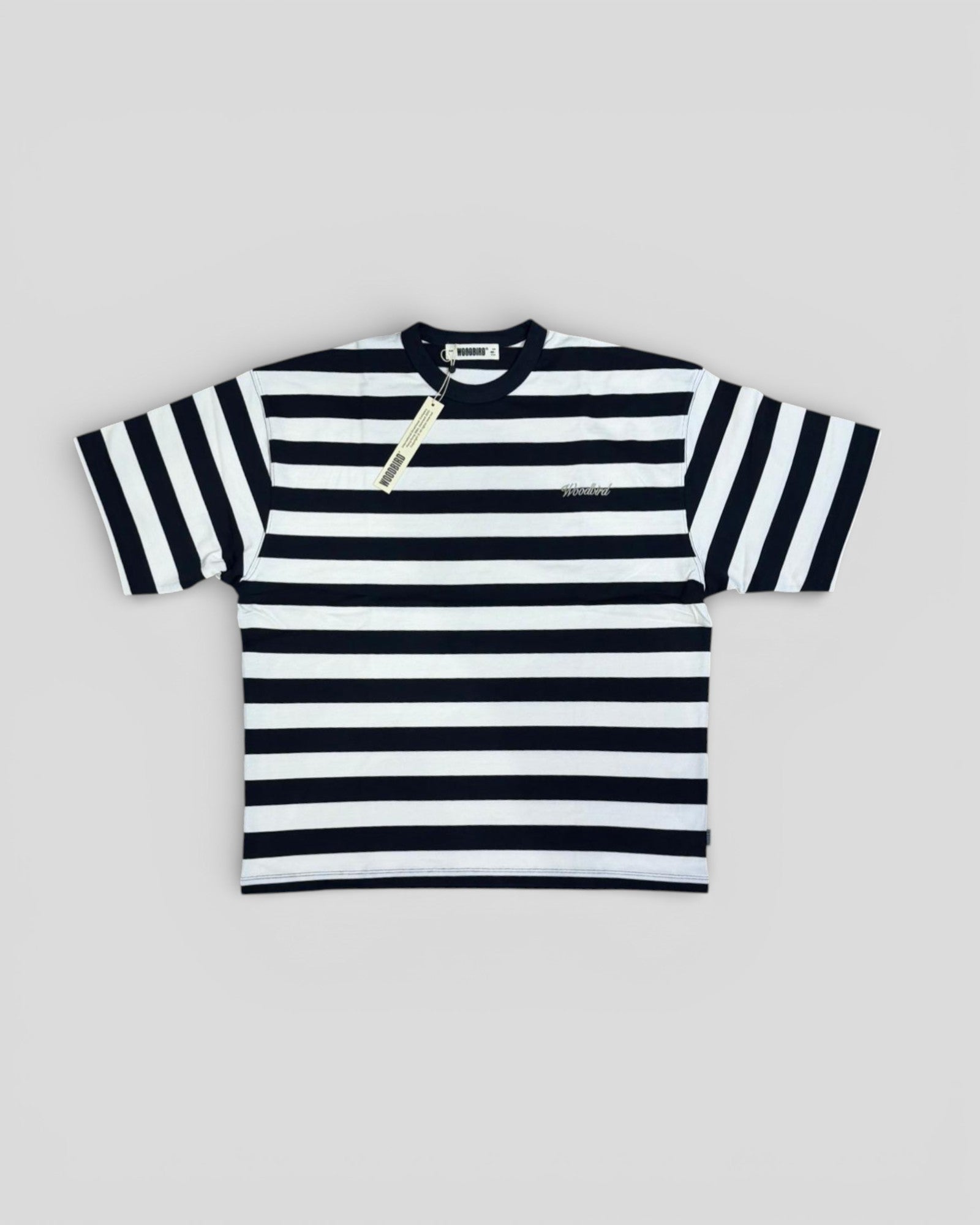 Woodbird || WBBeam Stripe Tee - White/Navy - M’ Woodbird