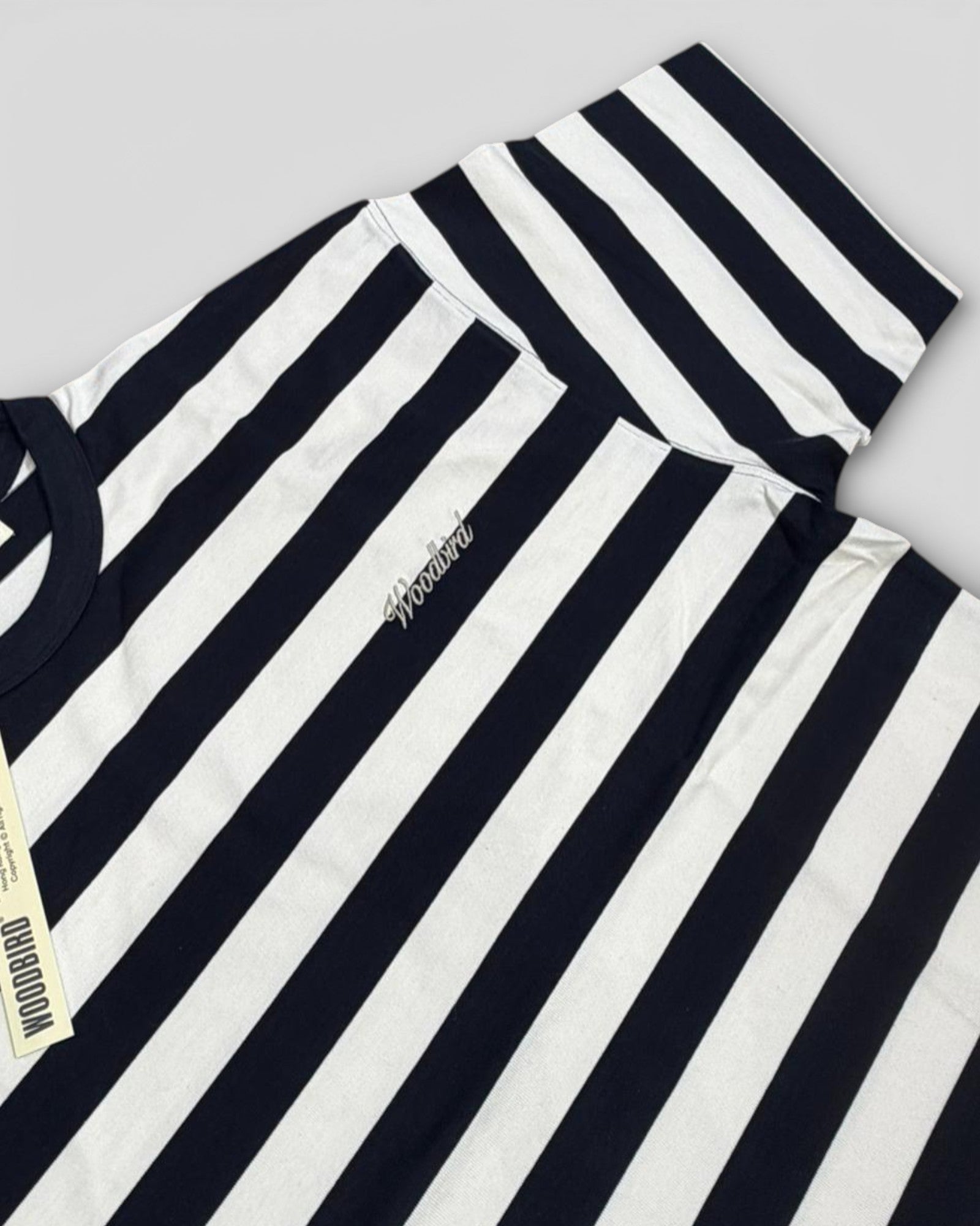 Woodbird || WBBeam Stripe Tee - White/Navy - M’ Woodbird