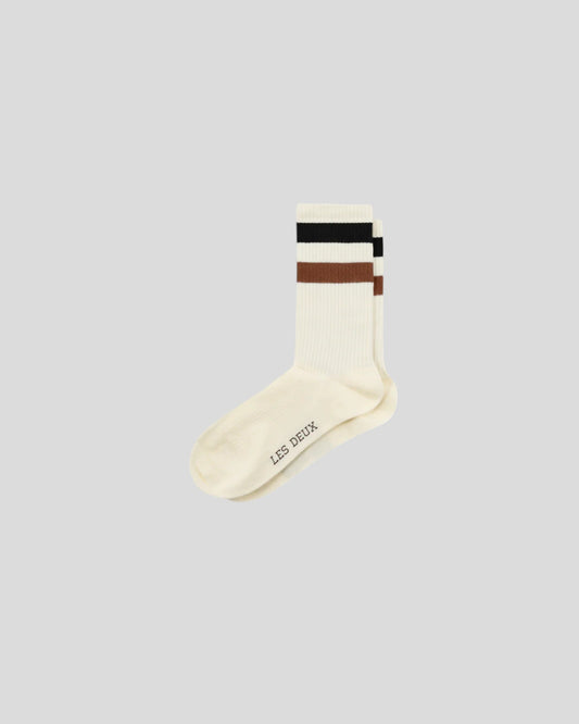 Les Deux || Woods Rib Stripe Socks - 2Pack - White/ Black Les Deux