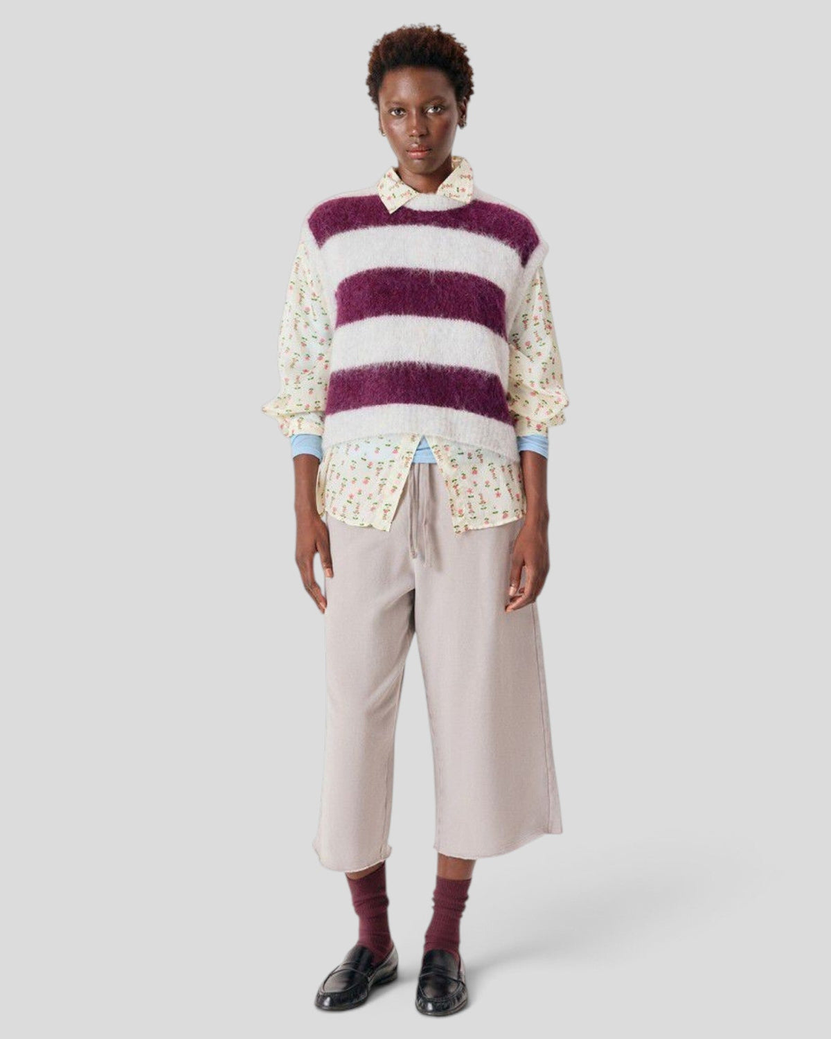 American Vintage || Niby S/S Pull - Cranberry Stripes American Vintage