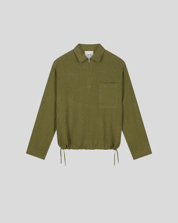 Arte || Linen Quarter Zip Pullover - Green - M' Arte