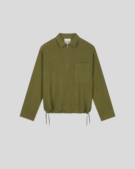 Arte || Linen Quarter Zip Pullover - Green - M' Arte