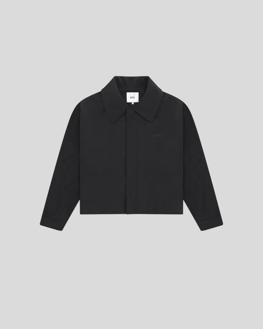 Arte || Big Collar Nylon Jacket - Black - M' Arte