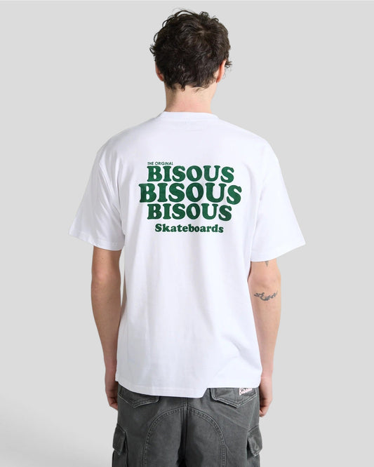 Bisous Bisous || Grease T-shirt - White/Green Bisous Skateboards