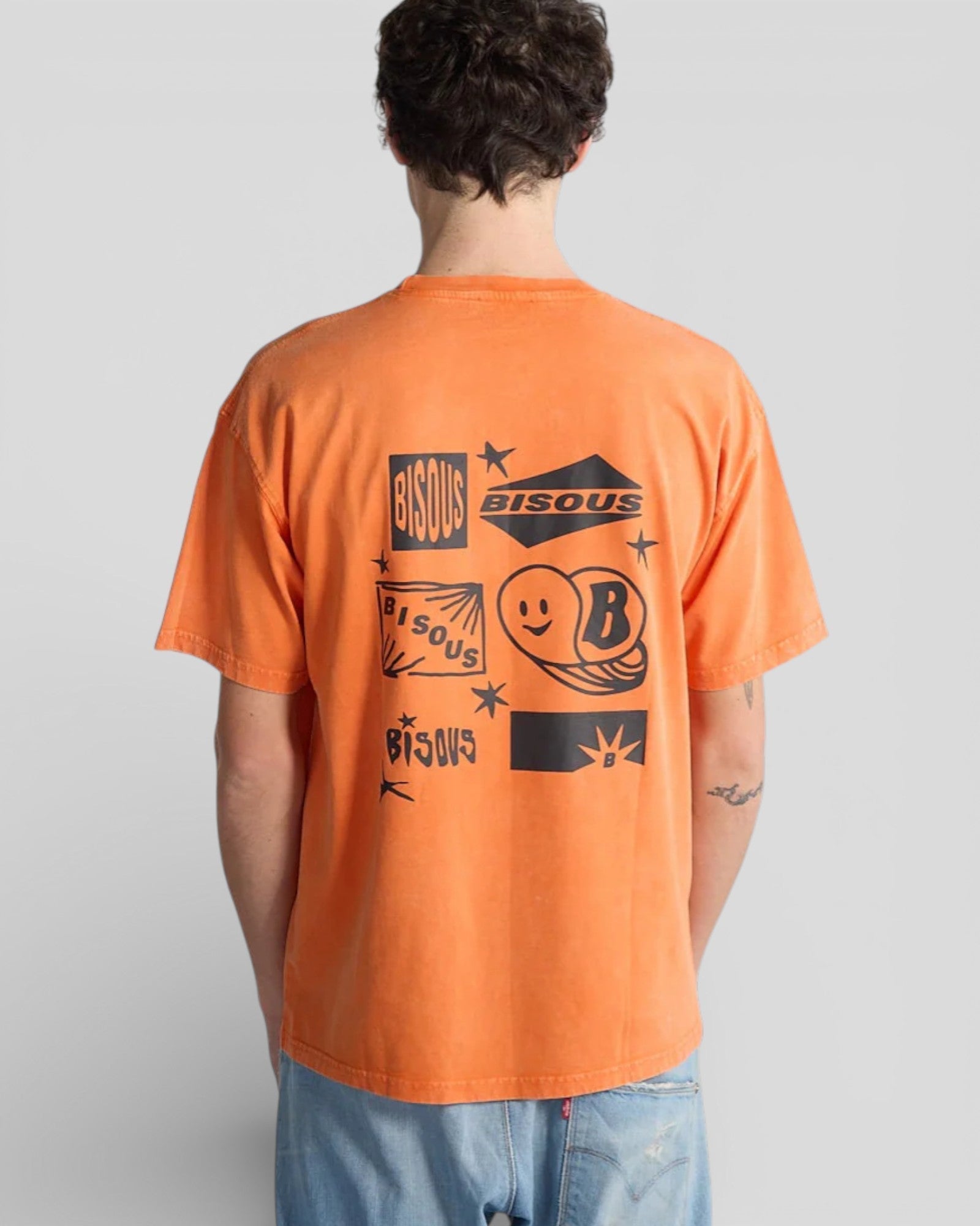 Bisous Skateboard || Flyer T-Shirt - Washed Orange Bisous Skateboards