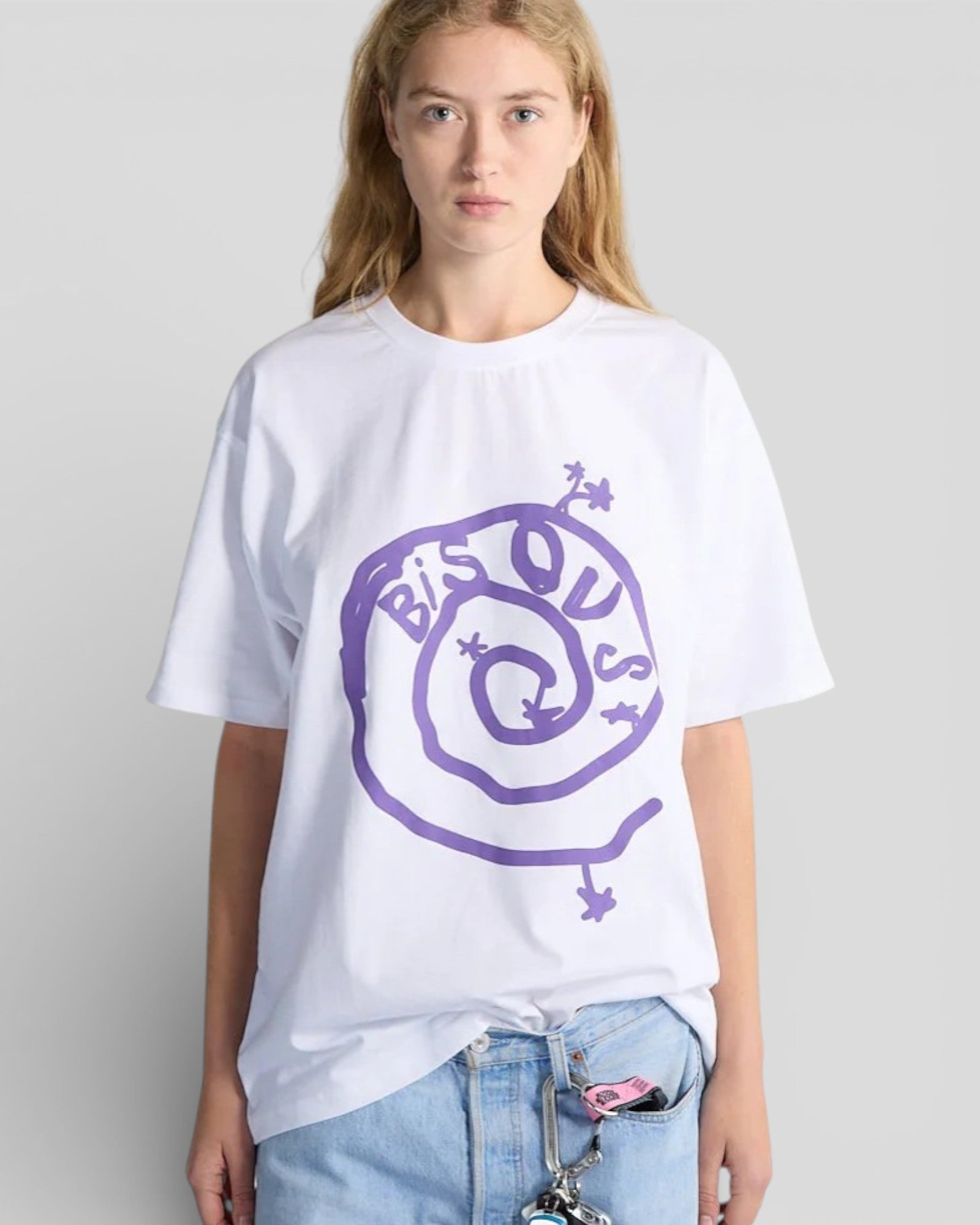 Bisous Skateboard || Spiral T-Shirt - White Bisous Skateboards