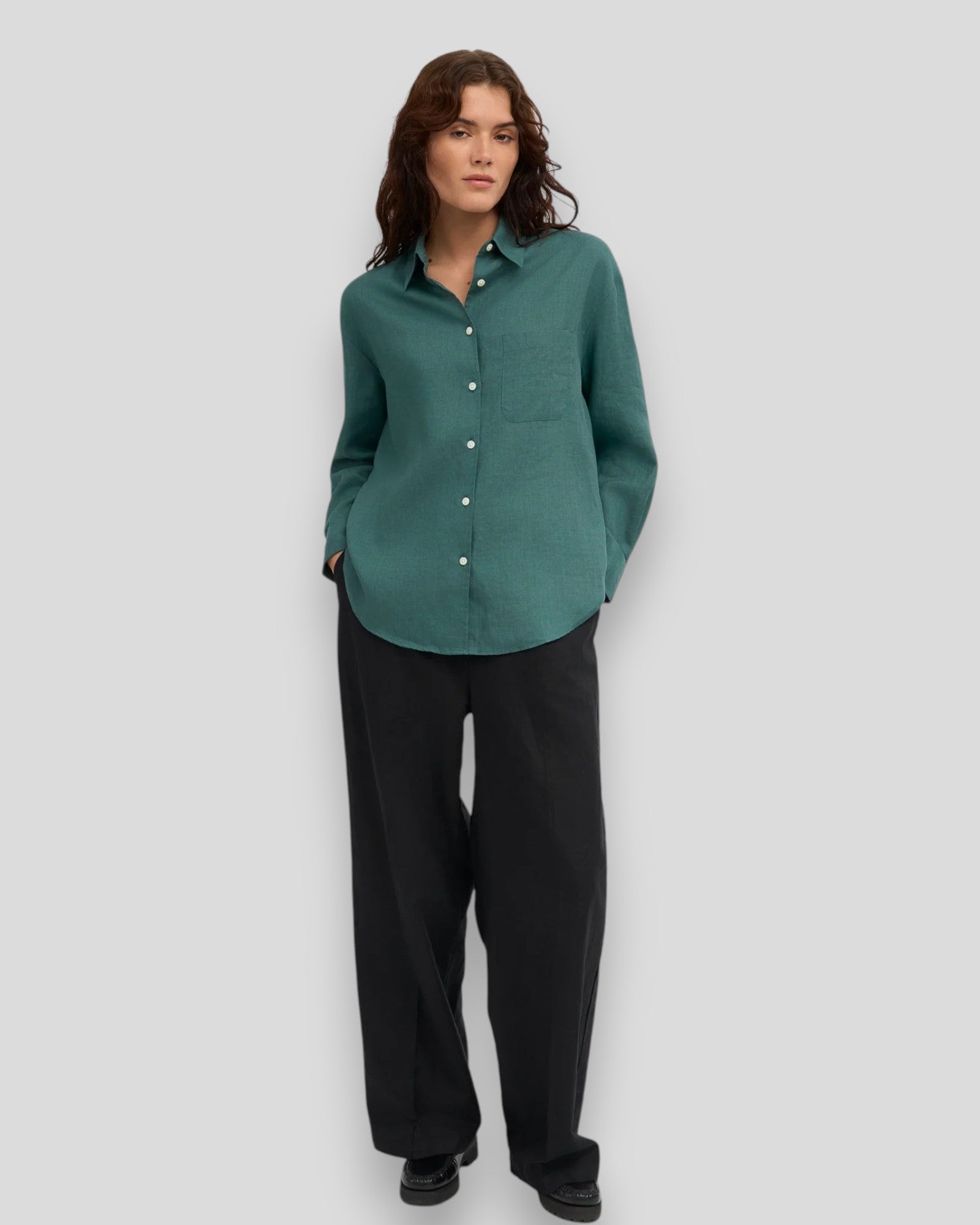 Colorful Standard || Linen Oversized Shirt - Ocean Green Colorful Standard
