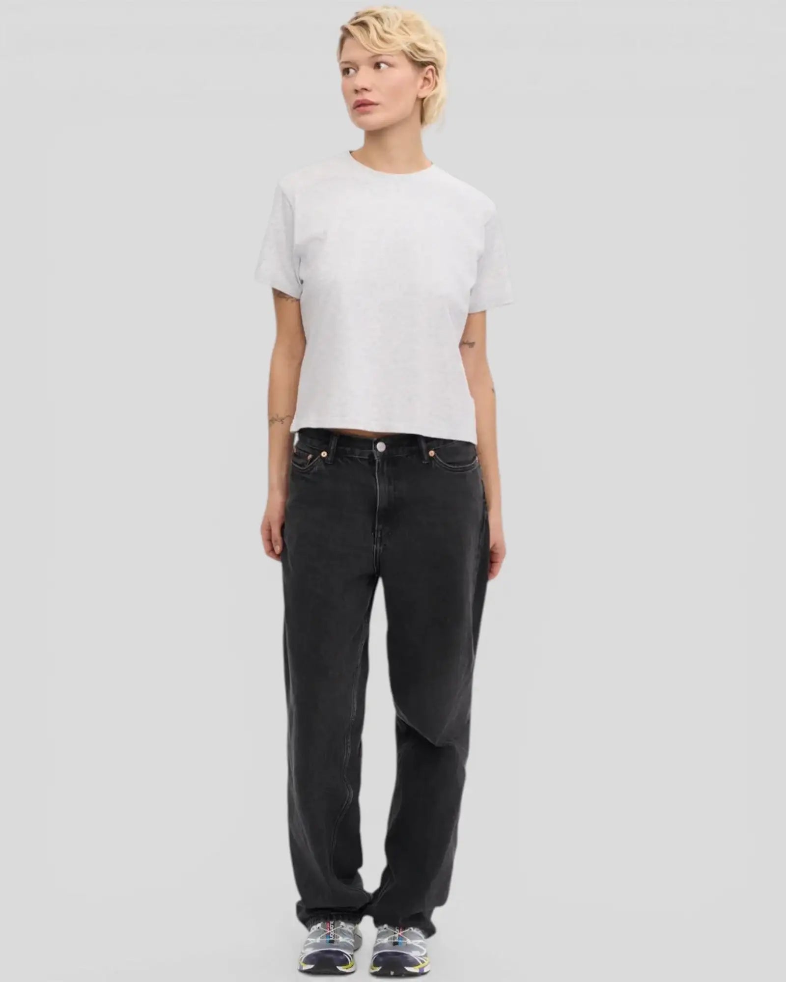 Colorful Standard || Organic Boxy Crop Tee - Snow Melange Colorful Standard