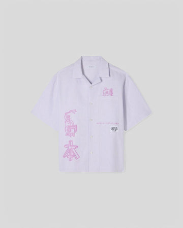 Edwin || Reader's Club Shirt SS - Lila / White Garment Washed - M" Edwin
