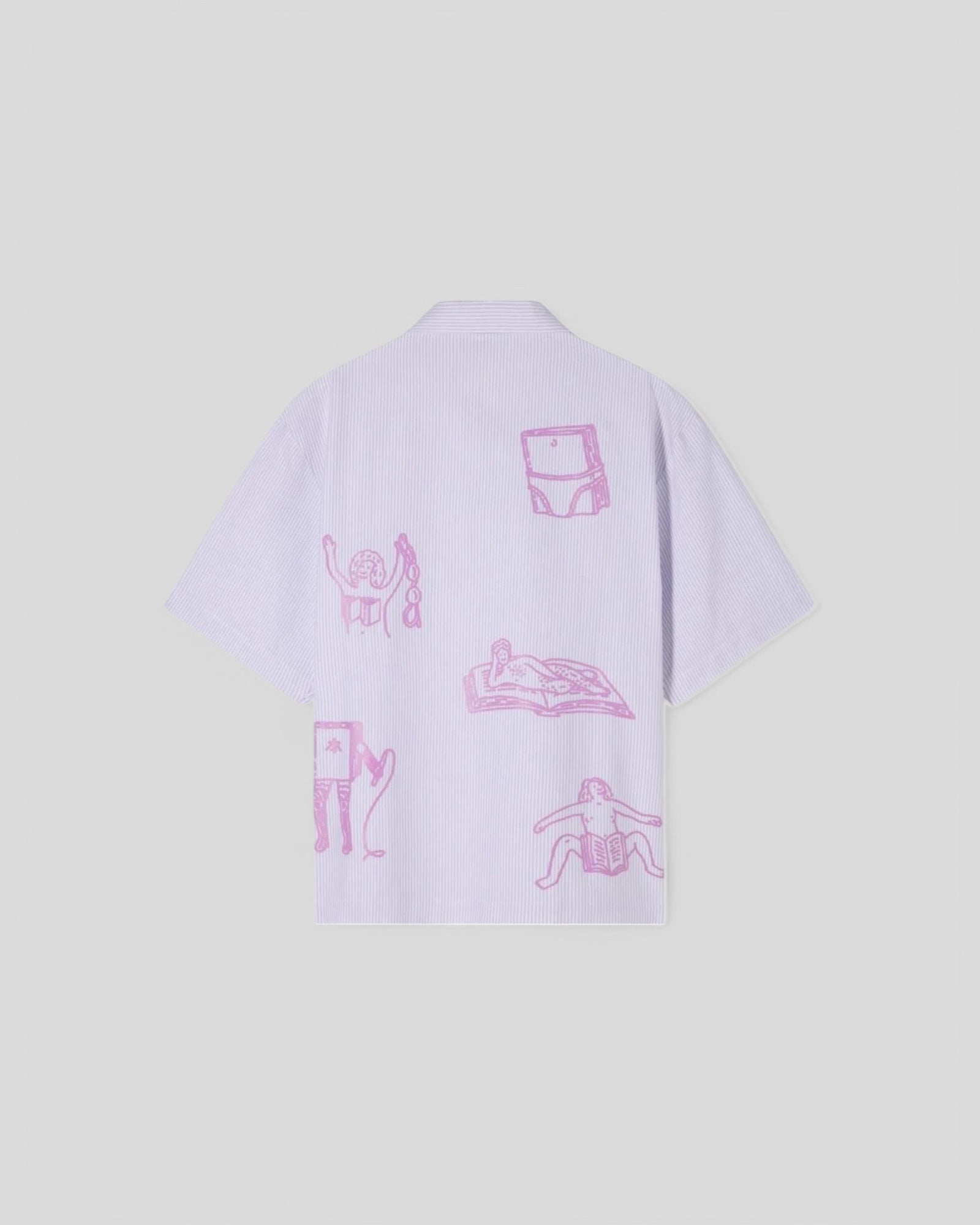 Edwin || Reader's Club Shirt SS - Lila / White Garment Washed - M" Edwin